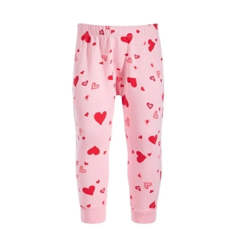 New First Impressions Baby Girls Floating Love Joggers,Pink, red 18-24M